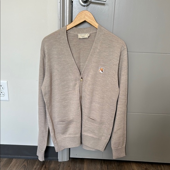 MAISON KITSUNE Beige Cardigan Sweater